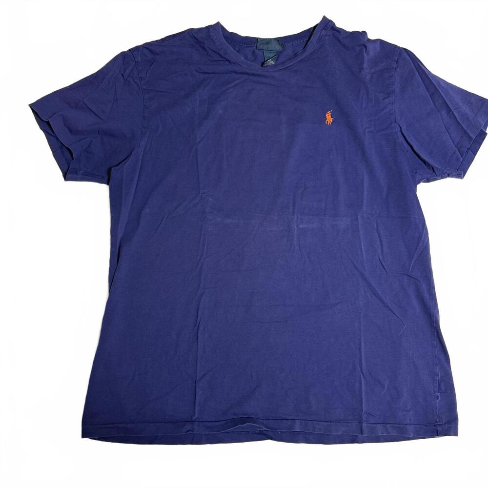 Vintage POLO RALPH LAUREN Purple Men's Size L S/S T with Orange Logo. Preppy Y2K